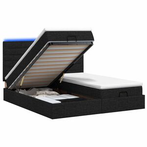 vidaXL Ottoman Bed met Matrassen en LED Zwart 160 x 200 cm Stof
