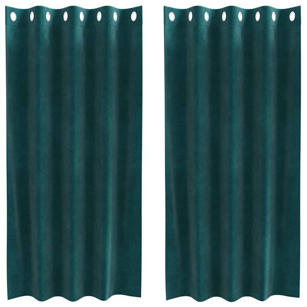 vidaXL Verduisterende gordijnen 2 pcs Donkergroen 140 x 175 cm Fluweel