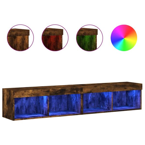 vidaXL Tv-meubels met LED-verlichting 2 st 80x30x30 cm gerookt eiken