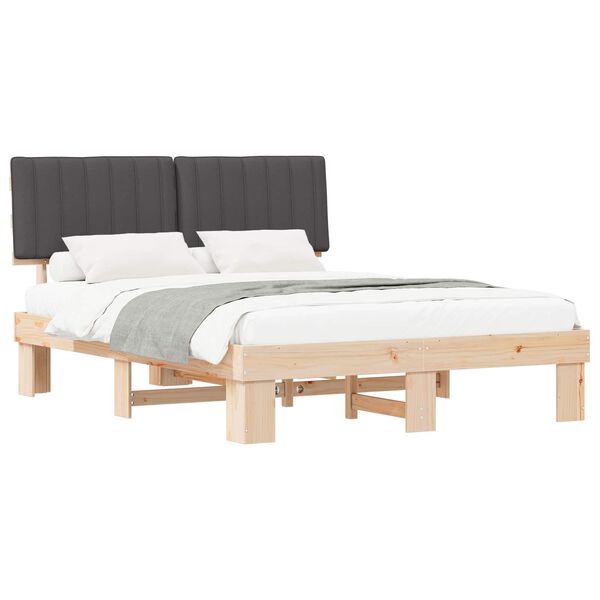 vidaXL Bedframe met Gevoerd Hoofdgedeelte Donkergrijs 160 x 200 cm