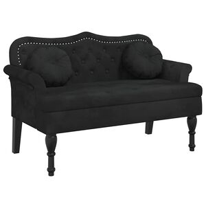 vidaXL Bank met kussens zwart 120,5x65x75 cm fluweel