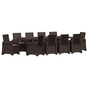 vidaXL Tuin eettafelset 11 st Bruin en Taupe PP