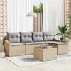 vidaXL Bankstel met kussen 6 pcs Beige poly rattan