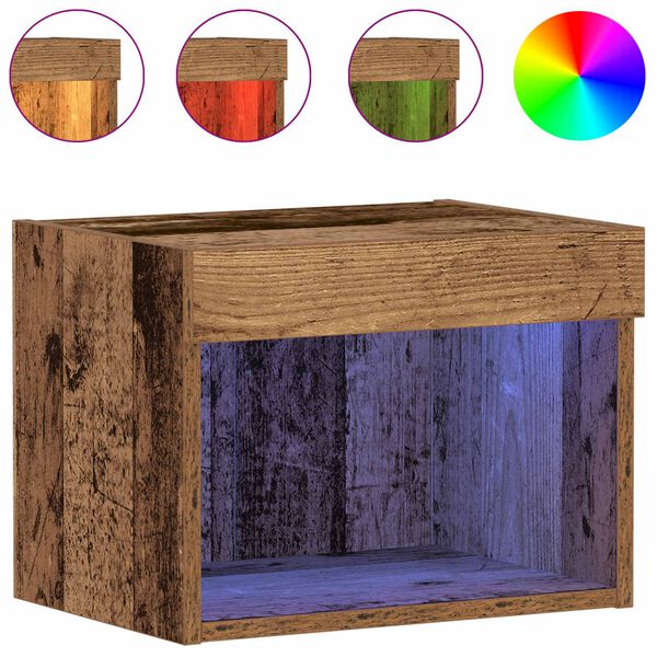 vidaXL Tv-meubelset met LED Oudhout 40 x 30 x 30 cm Bewerkt hout
