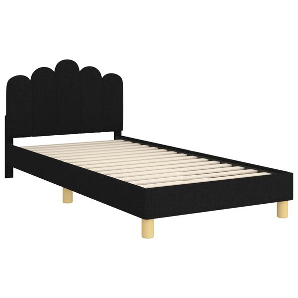 vidaXL Peuterbedframe met hoofdbord Zwart 90 x 200 cm Stof