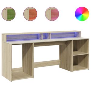 vidaXL Bureau met LED-verlichting 200x55x91 cm hout sonoma eikenkleur