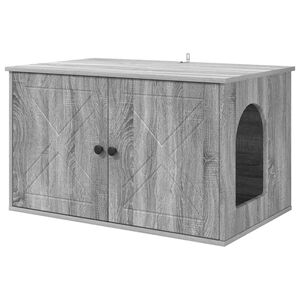 vidaXL Kattenhuis Grijs Sonoma 85 x 55 x 50,5 cm Bewerkt hout