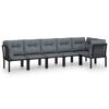 vidaXL 6-delige Loungeset poly rattan zwart en grijs