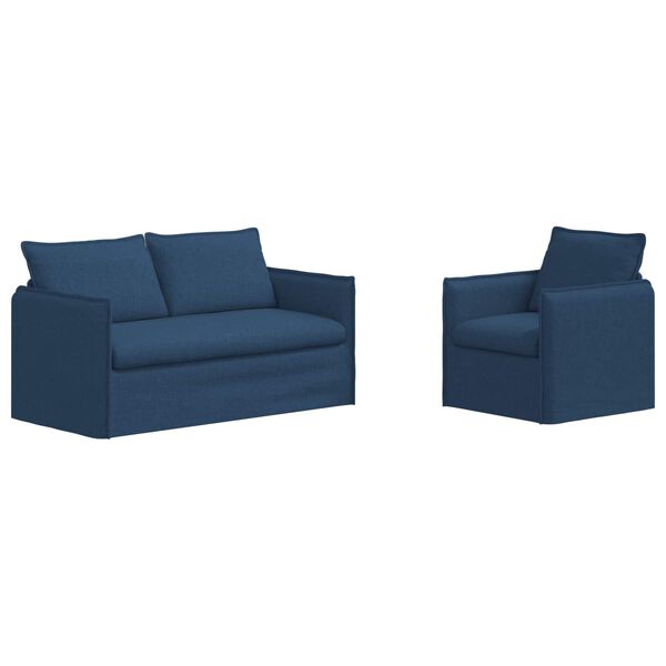 vidaXL Bank 2 pcs Blauw 196 x 82 x 85 cm Stof