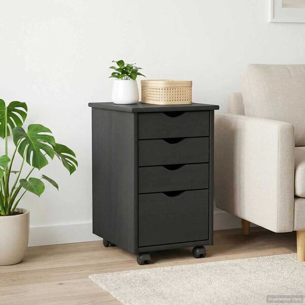 vidaXL Rolling Kast met wiel Grijs 34 x 39 x 56 cm Massief grenenhout