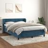 vidaXL Boxspring met matras fluweel donkerblauw 140x200 cm
