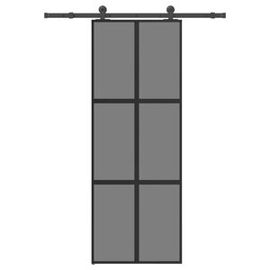 vidaXL Schuifdeur met beslag 76x205 cm gehard glas en aluminium