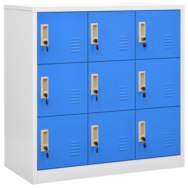 vidaXL Lockerkasten 2 st 90x45x92,5 cm staal lichtgrijs en blauw