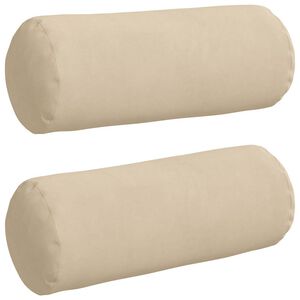 vidaXL Bolster Kussens 2 stuks Cr&egrave;me &Oslash; 15 x 40 cm Microvezel Stof