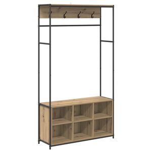 vidaXL Kapstok met schoenenbank Artisanaal eiken 100 x 32 x 180,5 cm