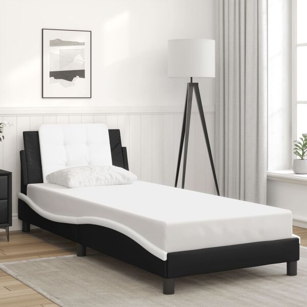 vidaXL Bedframe met LED zonder matras "Zadar" zwart en wit 100x200 cm