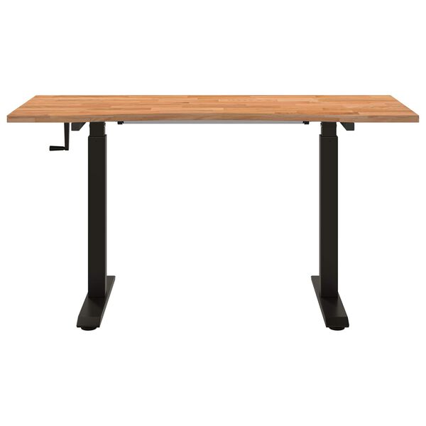 vidaXL Bureau Zwart en Lichtbruin 140 x 60 cm Massief Eikenhout