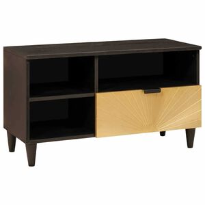 vidaXL TV-kast met lade Zwart en Goud 80 x 33 x 46 cm Bewerkt hout