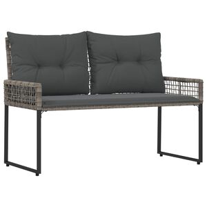 vidaXL Tuinbank met kussen Grijs 118 x 55 x 82 cm PE rattan en stof