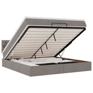 vidaXL Bed poef met matras en LED's 180x200 cm stof taupe