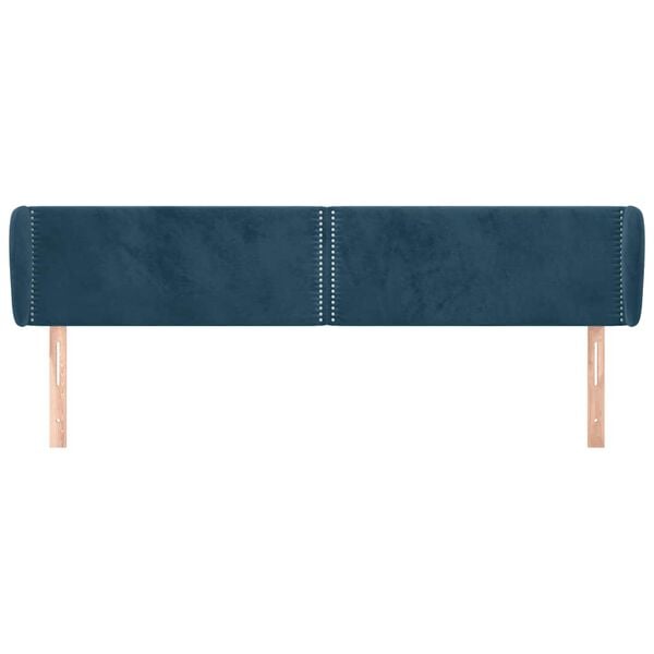vidaXL Hoofdbord met randen 203x23x78/88 cm fluweel donkerblauw