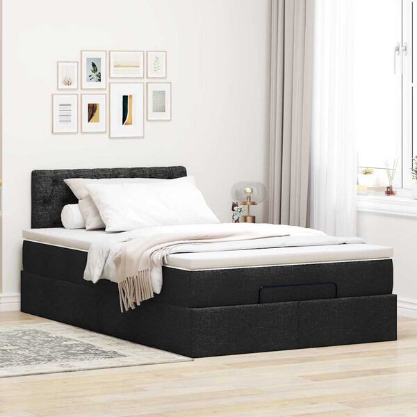 vidaXL Ottoman bed met matras en LED's 120x200 cm stof zwart