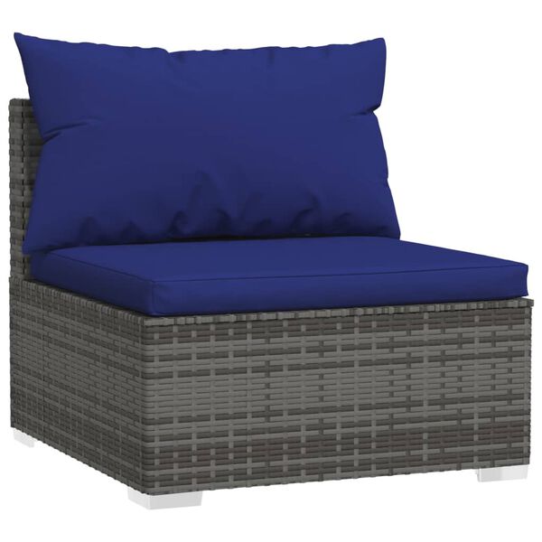 vidaXL 12-delige Loungeset met kussens poly rattan grijs