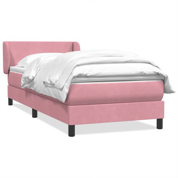 vidaXL Boxspring met matras fluweel roze 80x210 cm