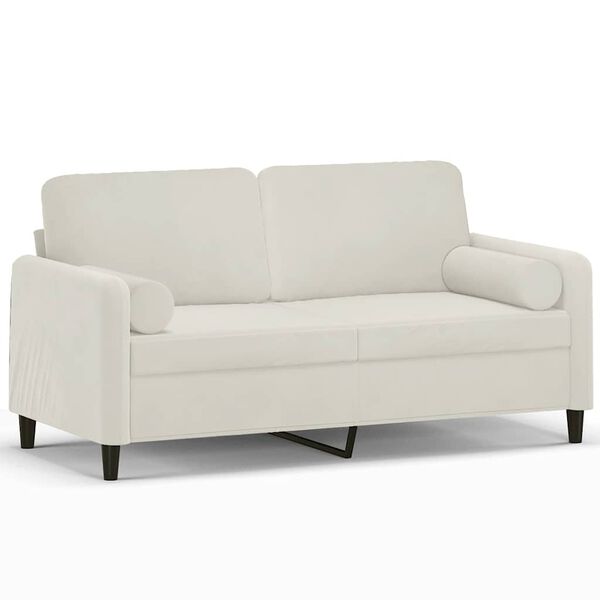 vidaXL Tweezitsbank met sierkussens 140 cm fluweel cr&egrave;mekleurig