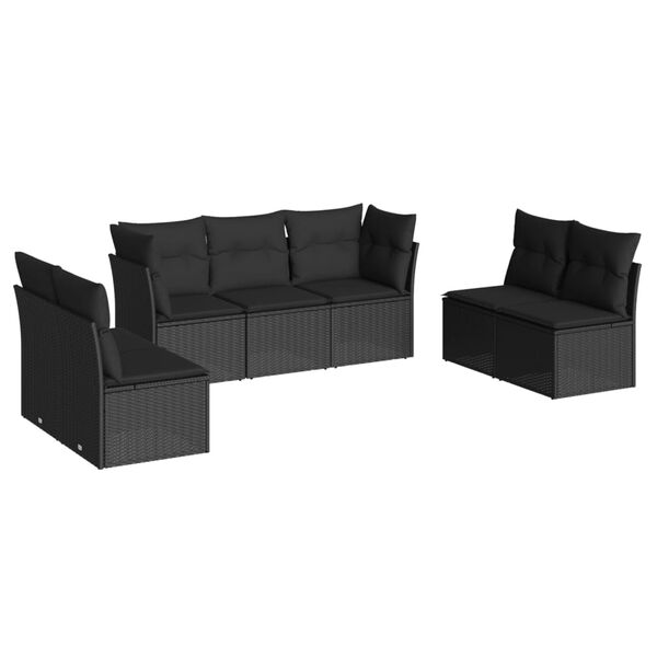 vidaXL 7-delige Loungeset met kussens poly rattan zwart