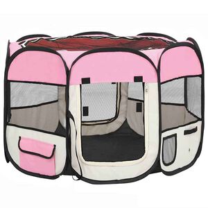 vidaXL Hondenren inklapbaar met draagtas 90x90x58 cm roze