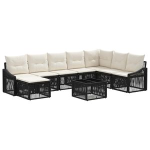 vidaXL Tuinbankenset 9 st Zwart poly rattan