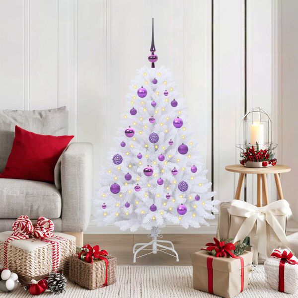 vidaXL Kunstmatige Inklapbare Kerstboom Wit 120 cm PVC en Staal