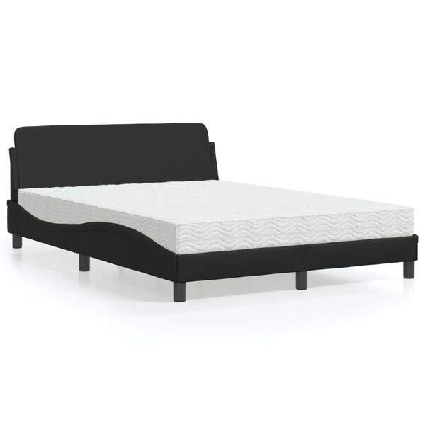 vidaXL Bed met matras "Dover" kunstleer zwart 140x190 cm