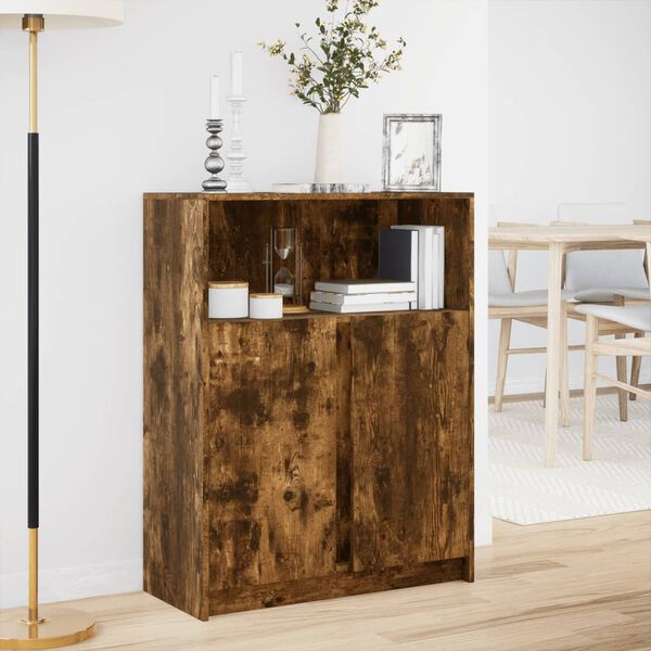 vidaXL Dressoir met LED 77x34x100 cm bewerkt hout gerookt eikenkleurig