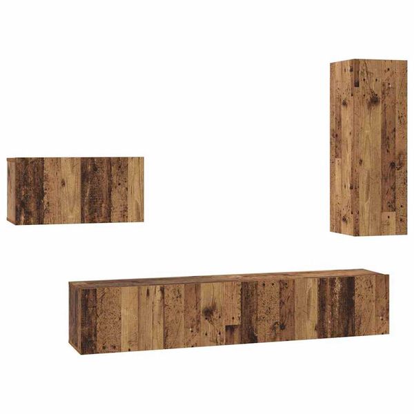 vidaXL Tv-meubelset met lade 4 pcs Oud Hout Bewerkt hout