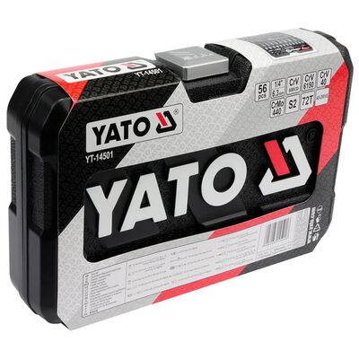 YATO Gereedschapskoffer 56-delig metaal zwart YT-14501