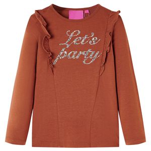 vidaXL Kindershirt met lange mouwen 128 cognackleurig