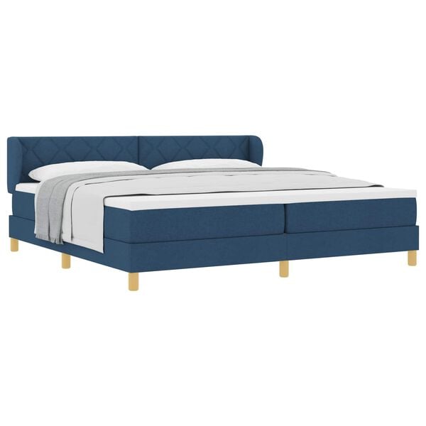 vidaXL Boxspringbed met matras met hoofdeinde Blauw 200 x 200 cm Stof