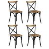 vidaXL Kruisstoelen 4 st massief mangohout zwart