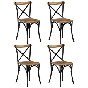 vidaXL Kruisstoelen 4 st massief mangohout zwart