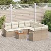 vidaXL Tuinbankenset met kussen 9 pcs Beige poly rattan