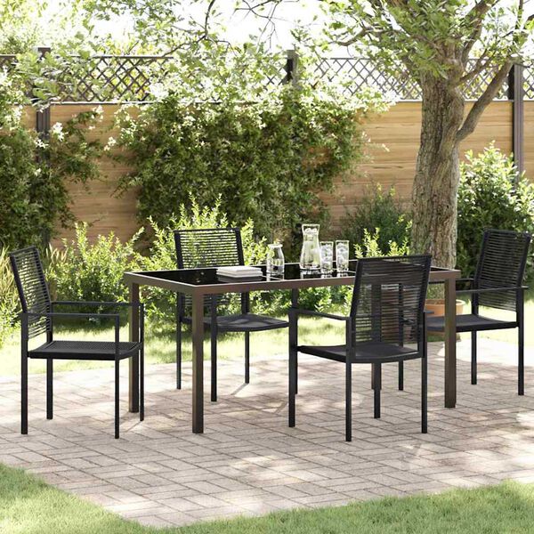 vidaXL Tuin eettafelset 5 pcs Zwart Gepoedercoat staal