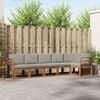 vidaXL Buiten bankenset met kussen 6 pcs Natuurlijk en Lichtgrijs
