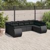 vidaXL 9-delige Loungeset met kussens poly rattan zwart