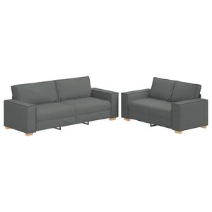 vidaXL 2-delige Loungeset met kussens stof donkergrijs