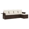 vidaXL 5-delige Loungeset met kussens poly rattan bruin