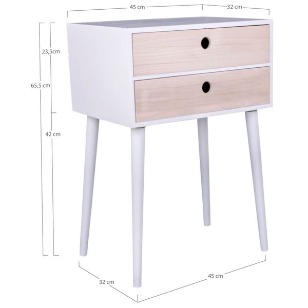 House Nordic Nachtkastje Annelies wit en naturel