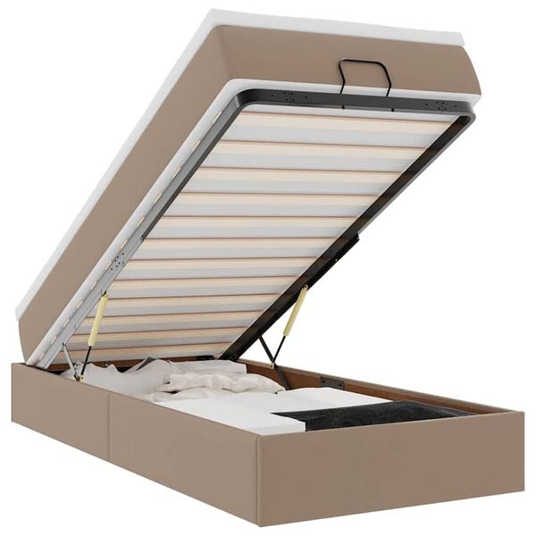 vidaXL Ottoman bed met matras 90x190cm kunstleer cappuccinokleurig