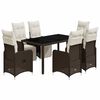 vidaXL 7-delige Bistroset met kussens poly rattan bruin
